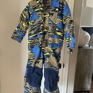 Burton Camouflage snowsuit with Blue and Yellow Highlights